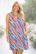 Plus Vibrant Wave Print Easy Dress