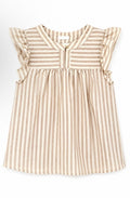 Beige Stripe Ruffled Blouse