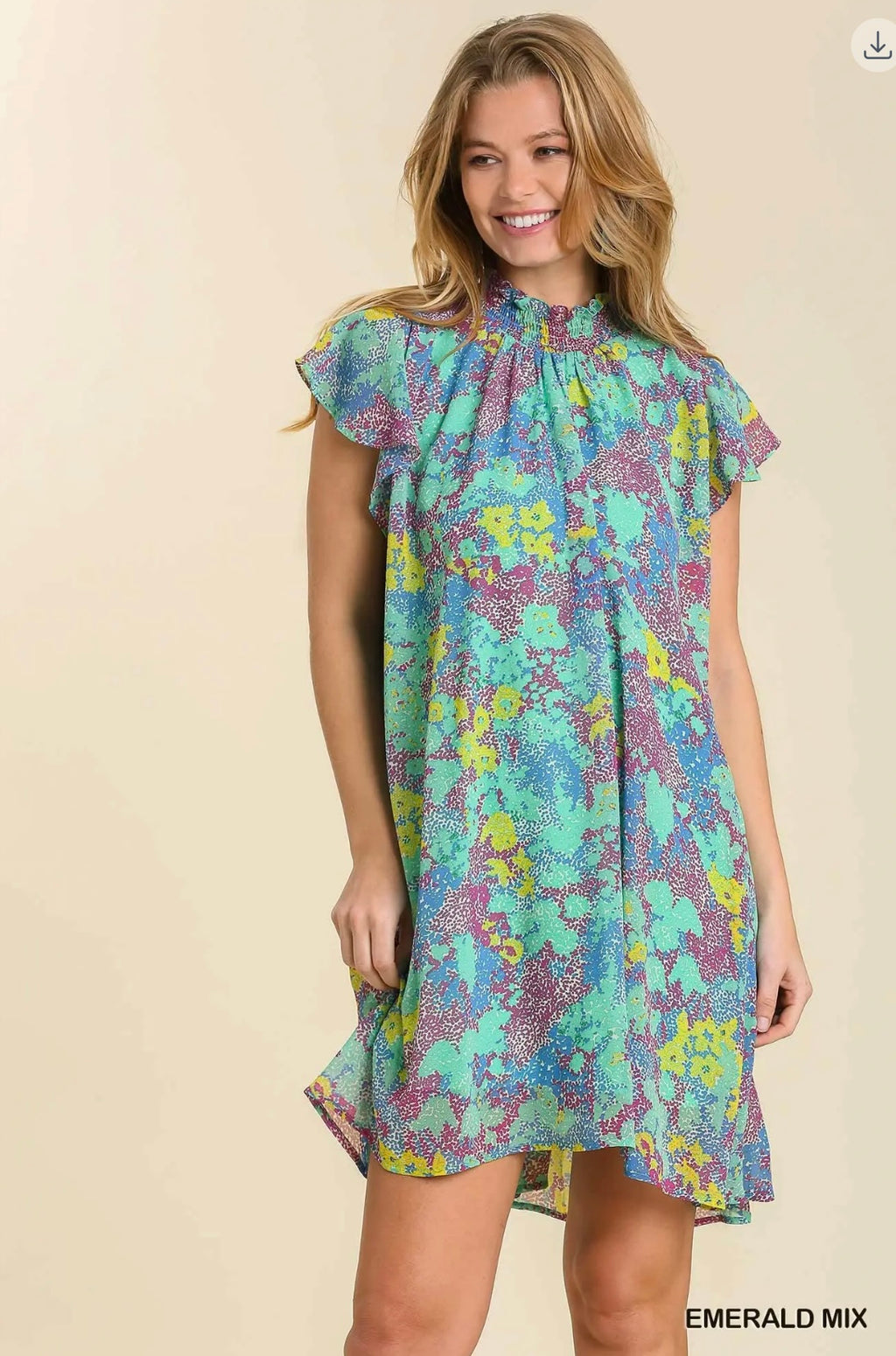 Umgee Emerald Mix Floral Dress 👗
