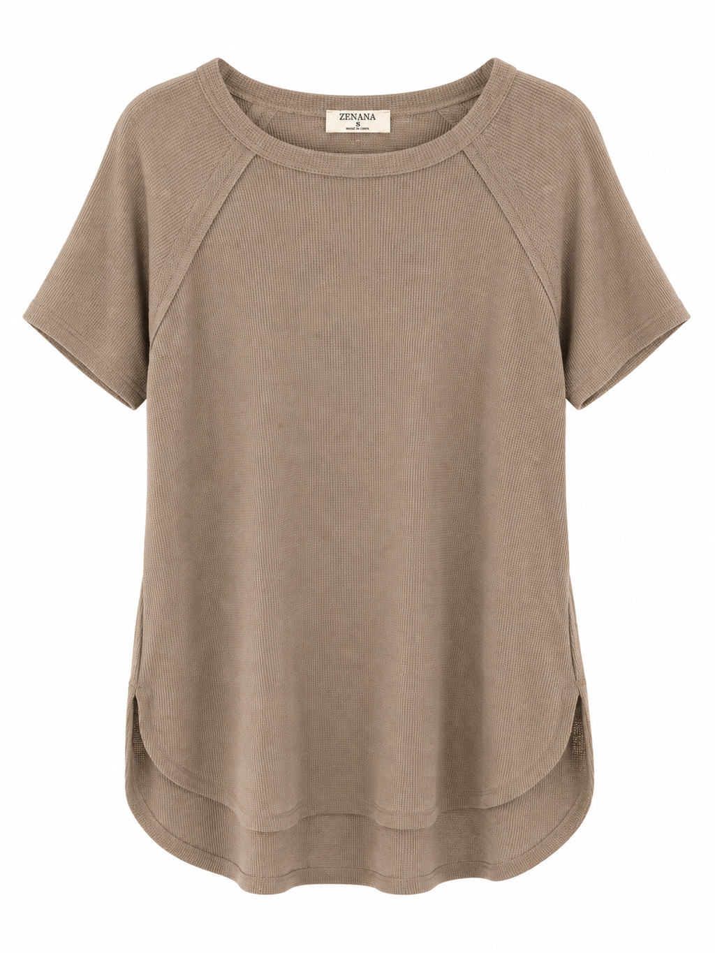 Everyday Ease Waffle Knit Tee – Mocha