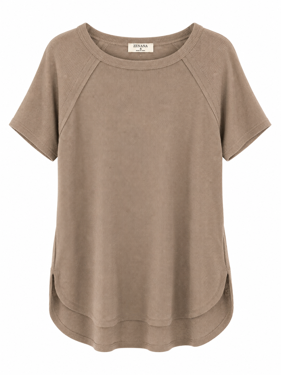 Everyday Ease Waffle Knit Tee – Mocha