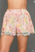 Umgee Pastel Floral Eyelet Lined Short