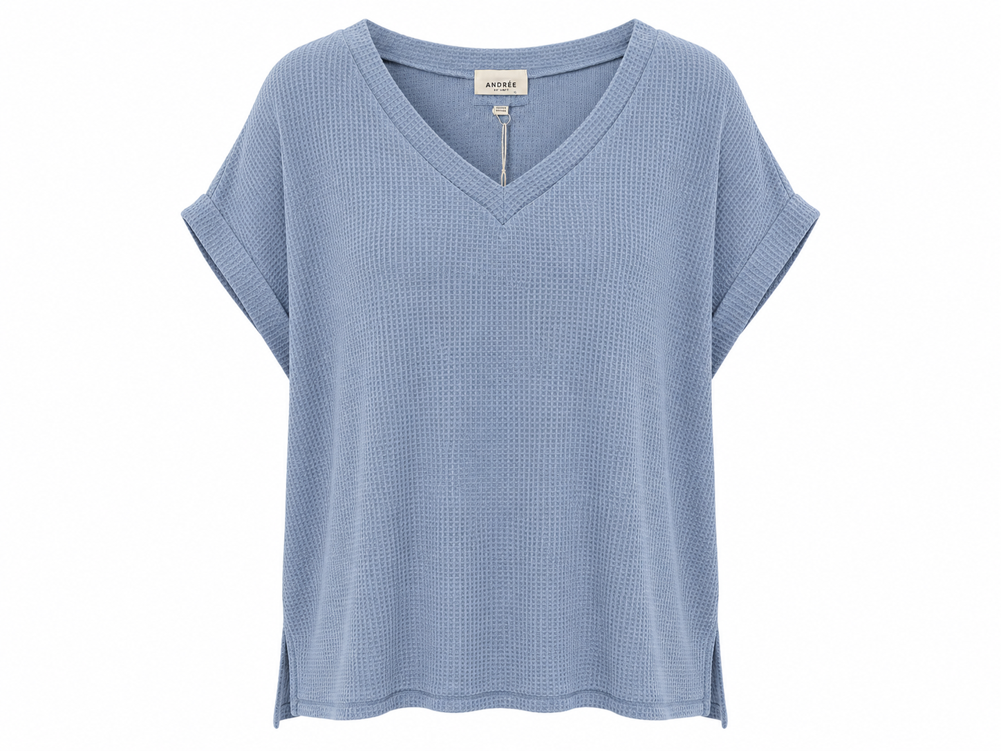 Blue Skies Waffle Knit Top – Dusty Blue