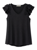 Black Flutter Sleeve Top