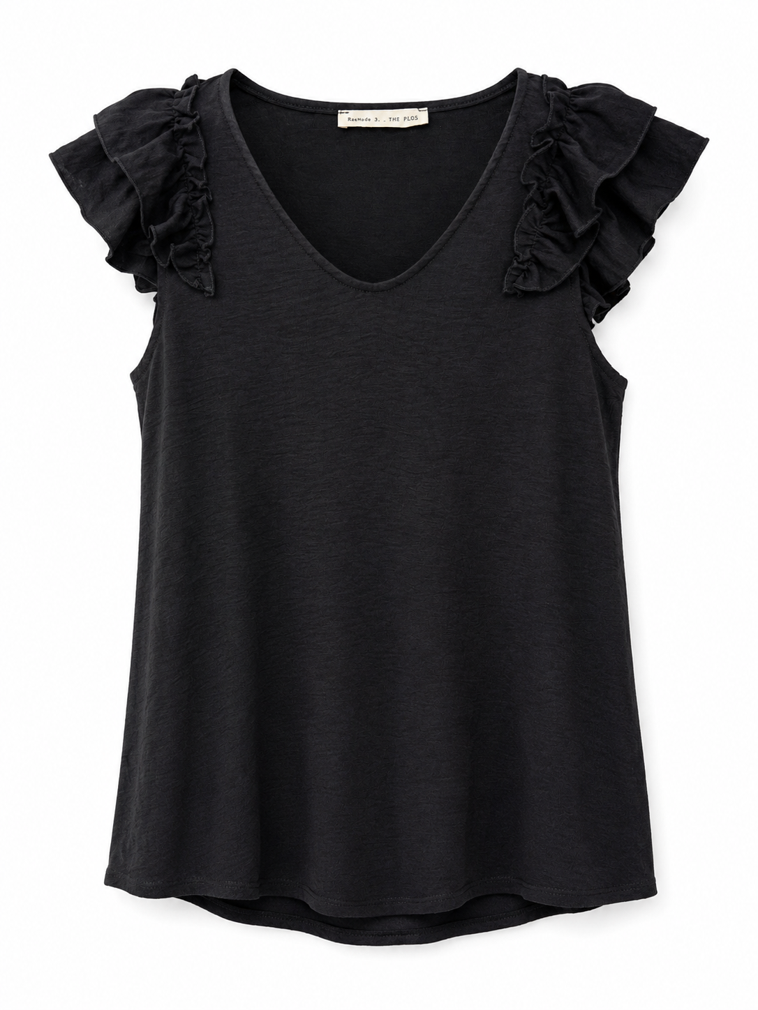 Black Flutter Sleeve Top