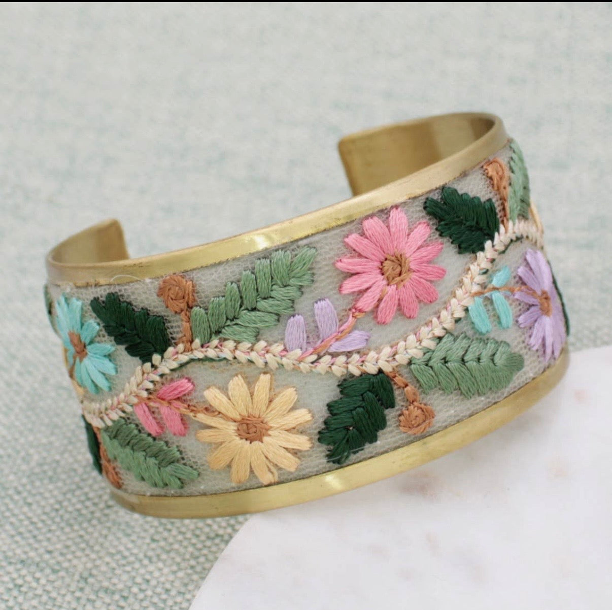 Floral Vines Embroidered
Cuff Bracelet