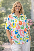 Leopard Casual Short Sleeve V-neck Blouse