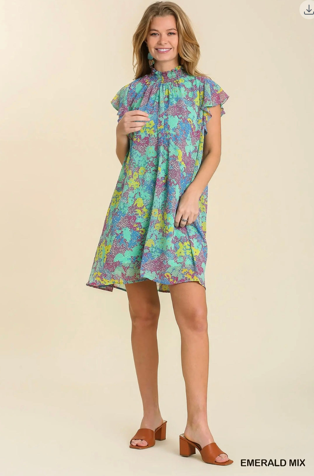 Umgee Emerald Mix Floral Dress 👗