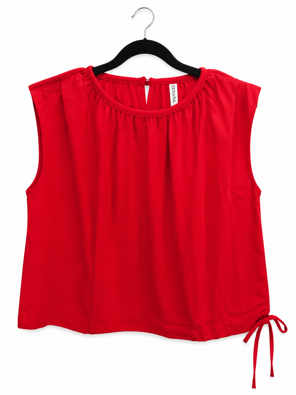 Zenana Red Hot Tie-Side Sleeveless Blouse