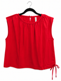 Zenana Red Hot Tie-Side Sleeveless Blouse