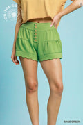 Umgee Sage Green High-Waisted Scalloped Short