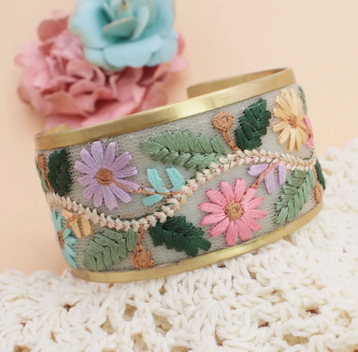 Floral Vines Embroidered
Cuff Bracelet