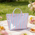 Pink/Blue Glossy Striped Large
Tote Bag