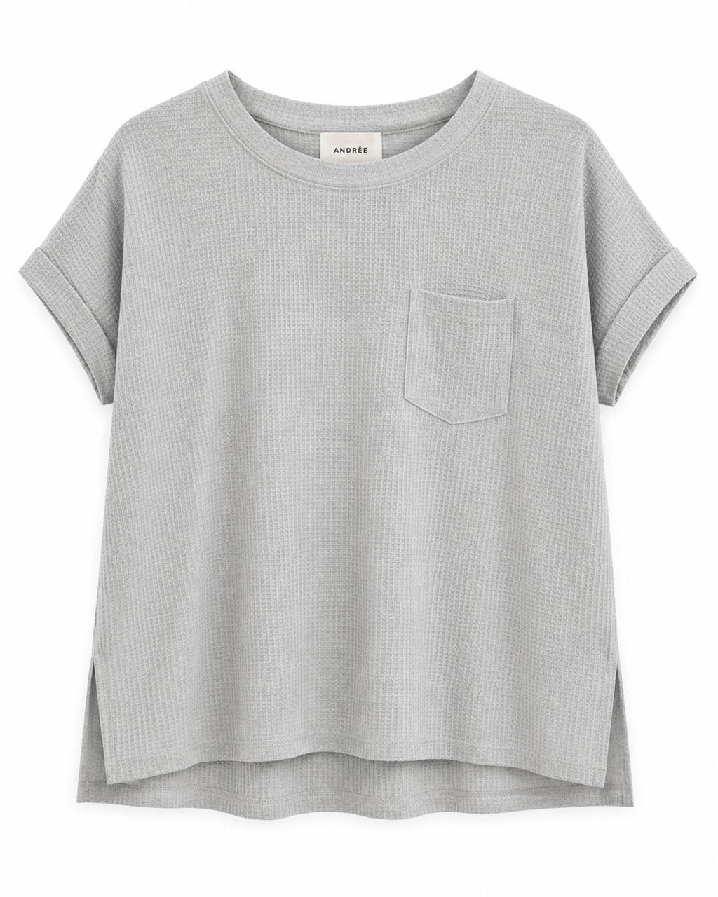 Pearl Gray Waffle Knit Top