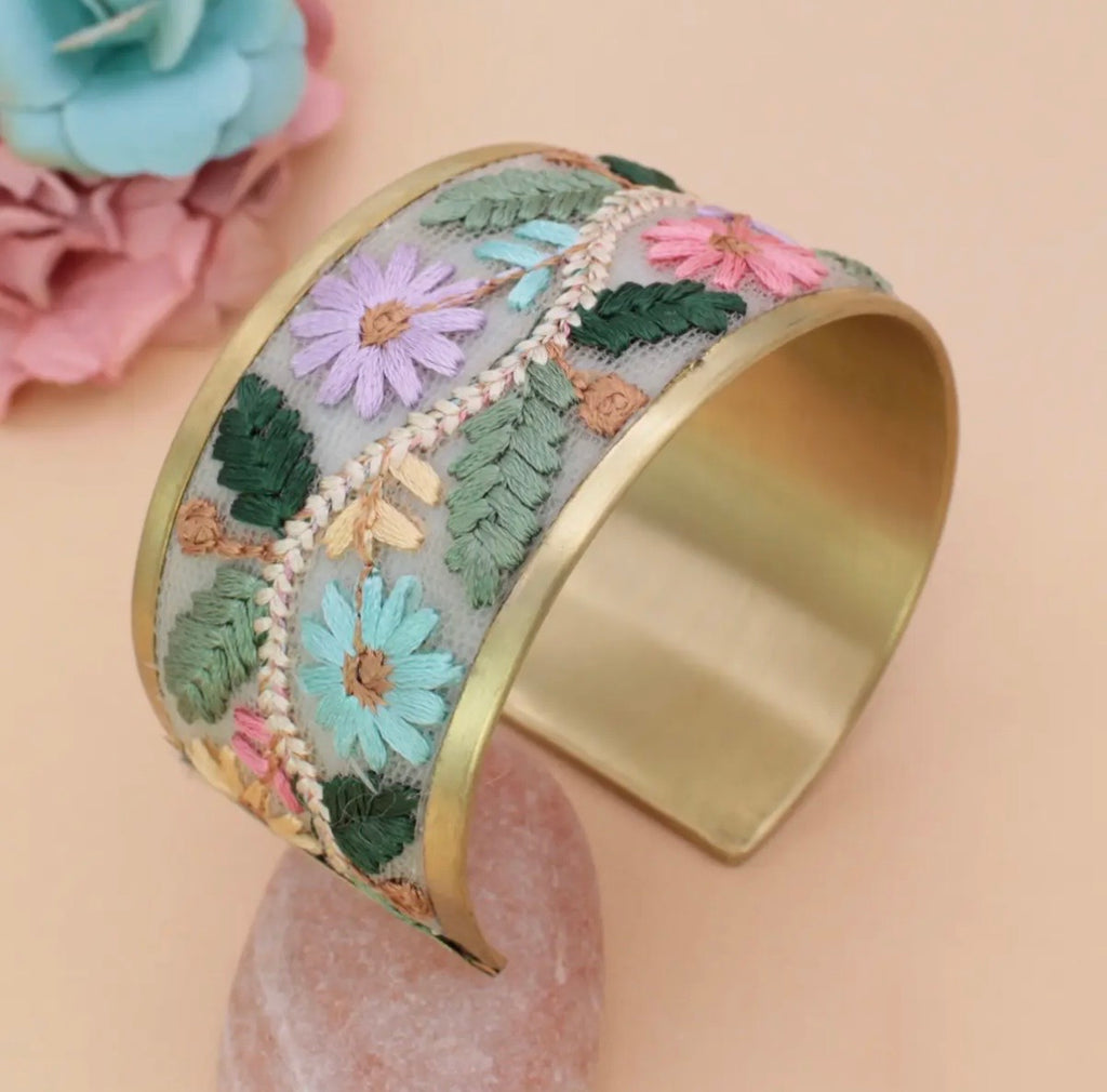 Floral Vines Embroidered
Cuff Bracelet