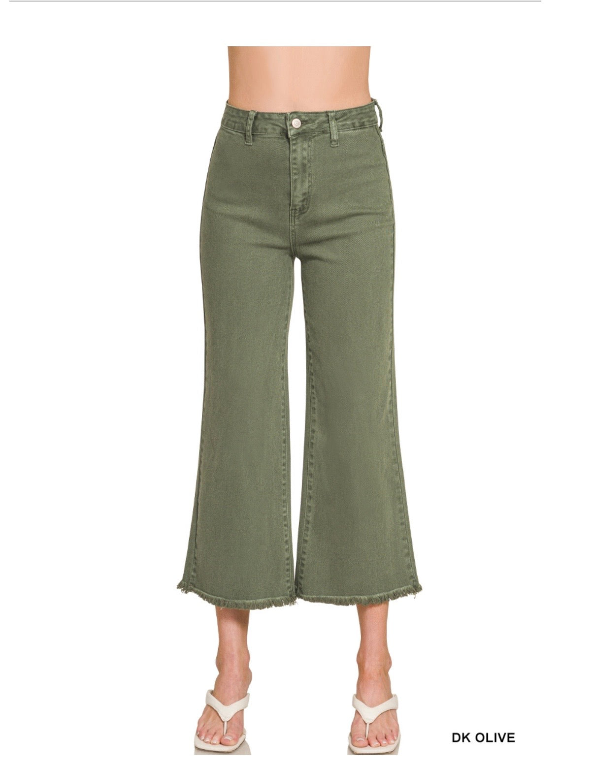 The Olive You Forever High-Rise Wide-Leg Jeans