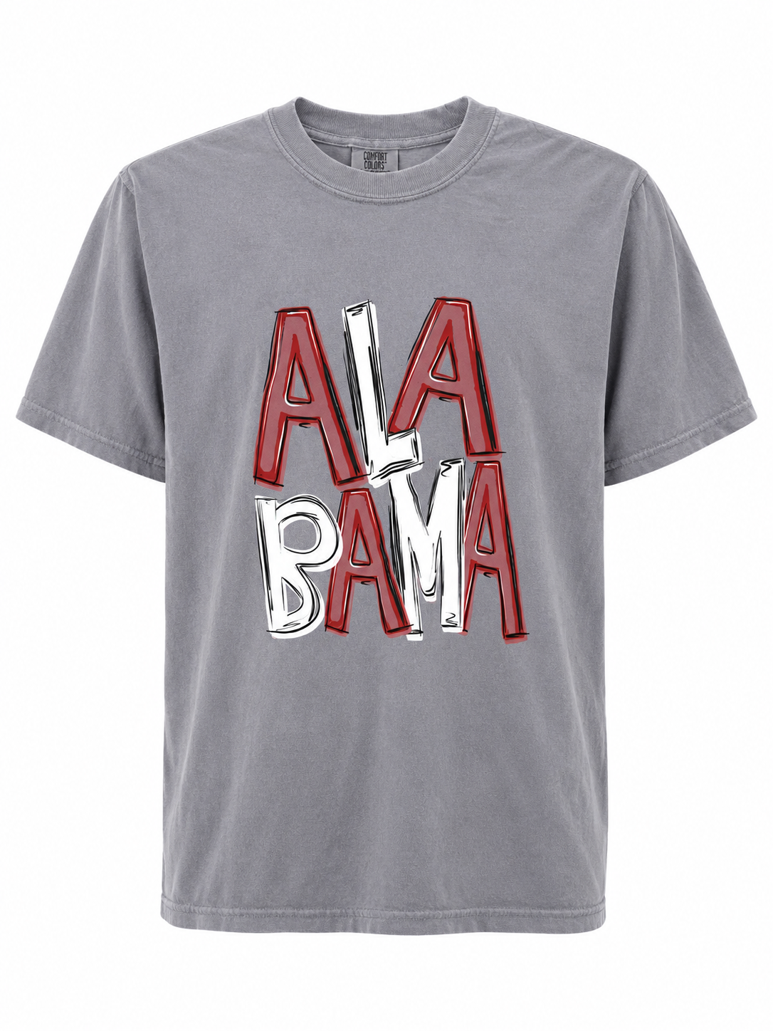 Alabama Messy Doodle Comfort Colors Tee – Gray