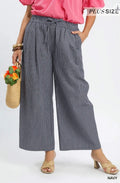Easy Going Striped Wide Leg Pants – Navy