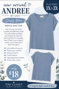 Curvy Dusty Blue Waffle Knit Top