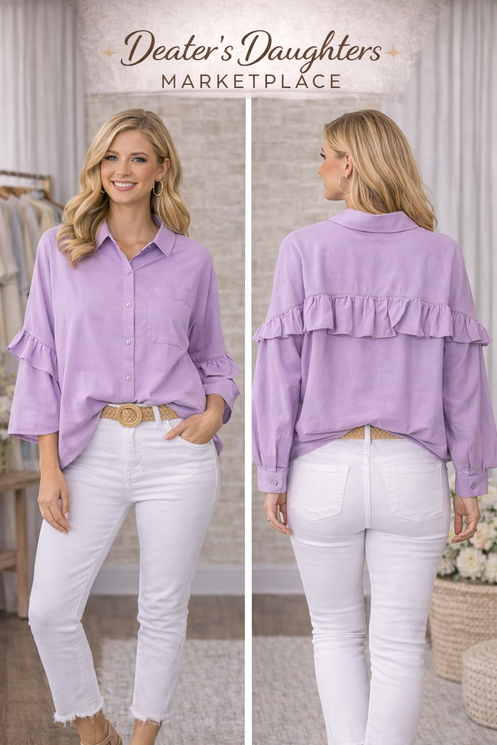 Lavender Ruffle Blouse – Soft & Flowy Fit- Only 1 Small Available