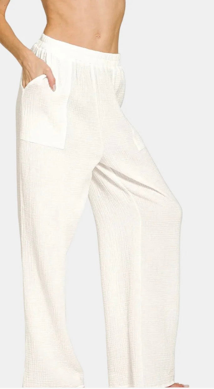 Double Gauze Elastic Band Pants