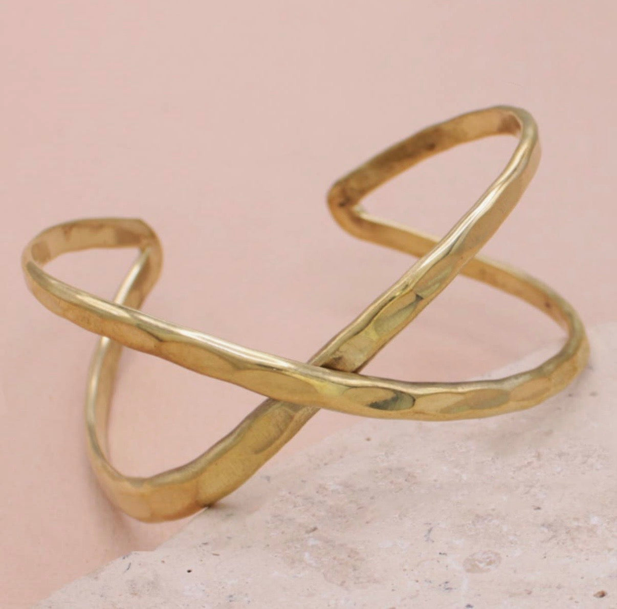 Gold Hammered Crisscross
X Cuff
