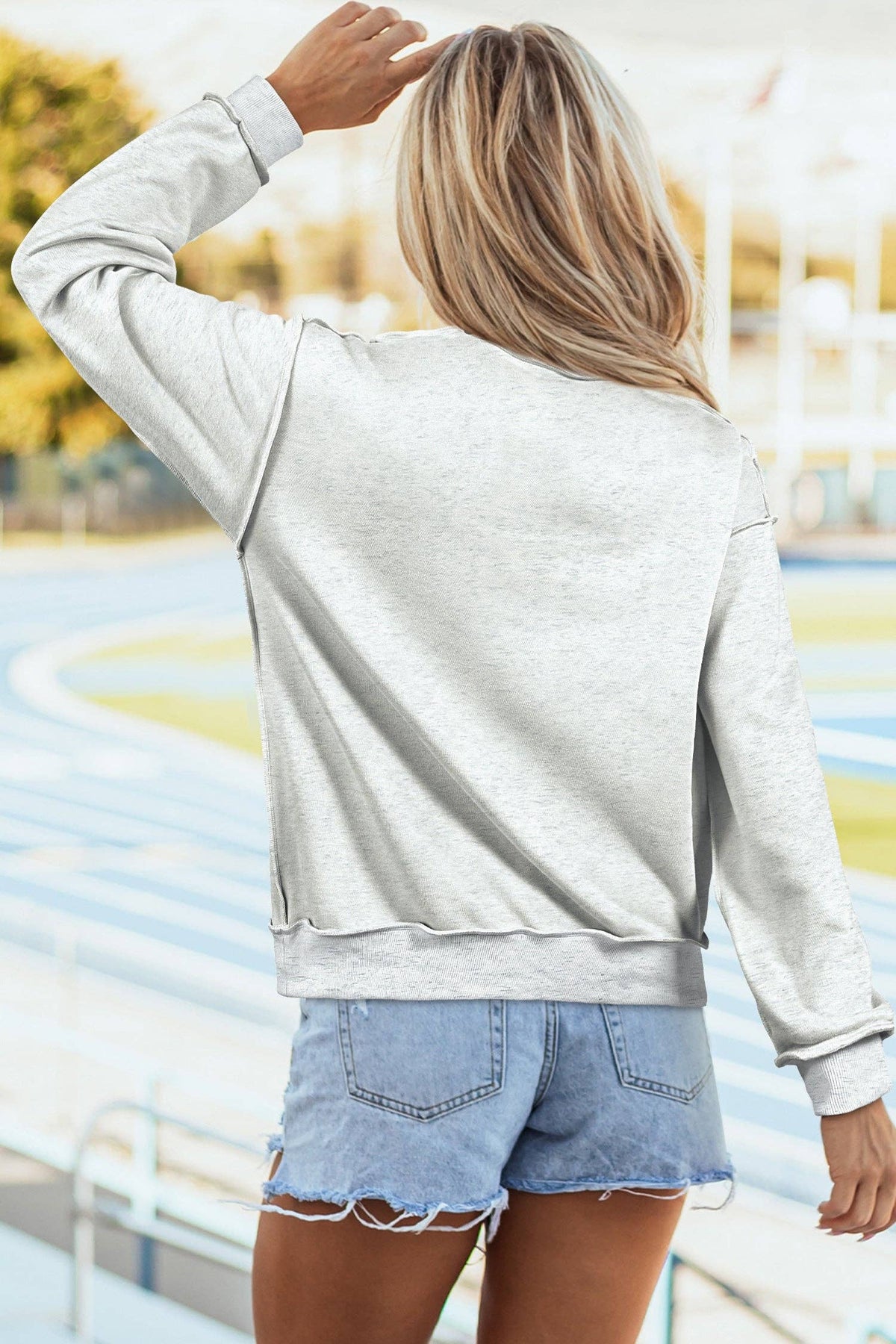 Reversible Game Day Mock Neck Sweatshirt: Light Grey / 65%Polyester+35%Cotton