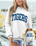 AU Tigers Reversible Game Day Mock Neck Sweatshirt: Light Grey / 65%Polyester+35%Cotton