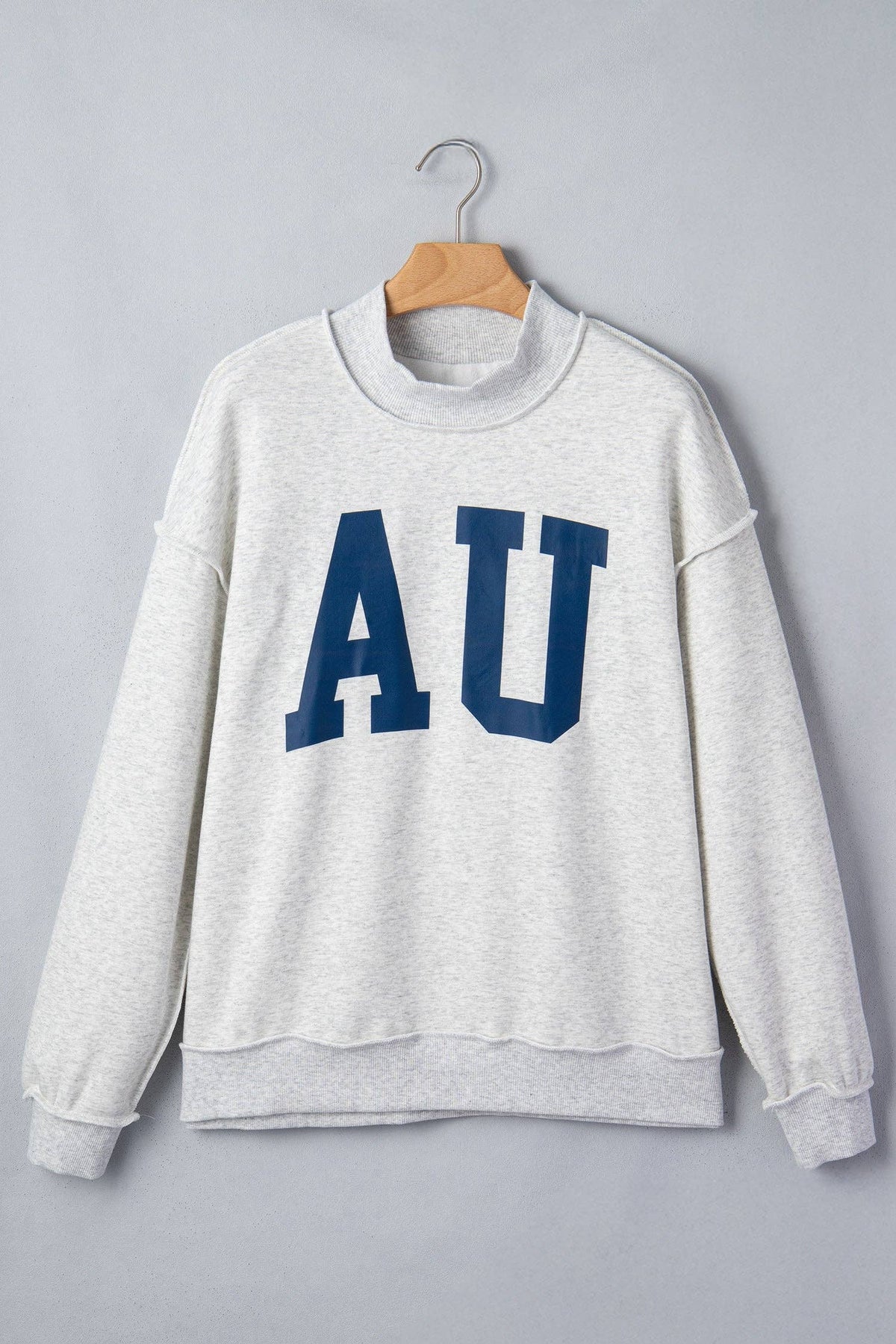 AU Tigers Reversible Game Day Mock Neck Sweatshirt: Light Grey / 65%Polyester+35%Cotton